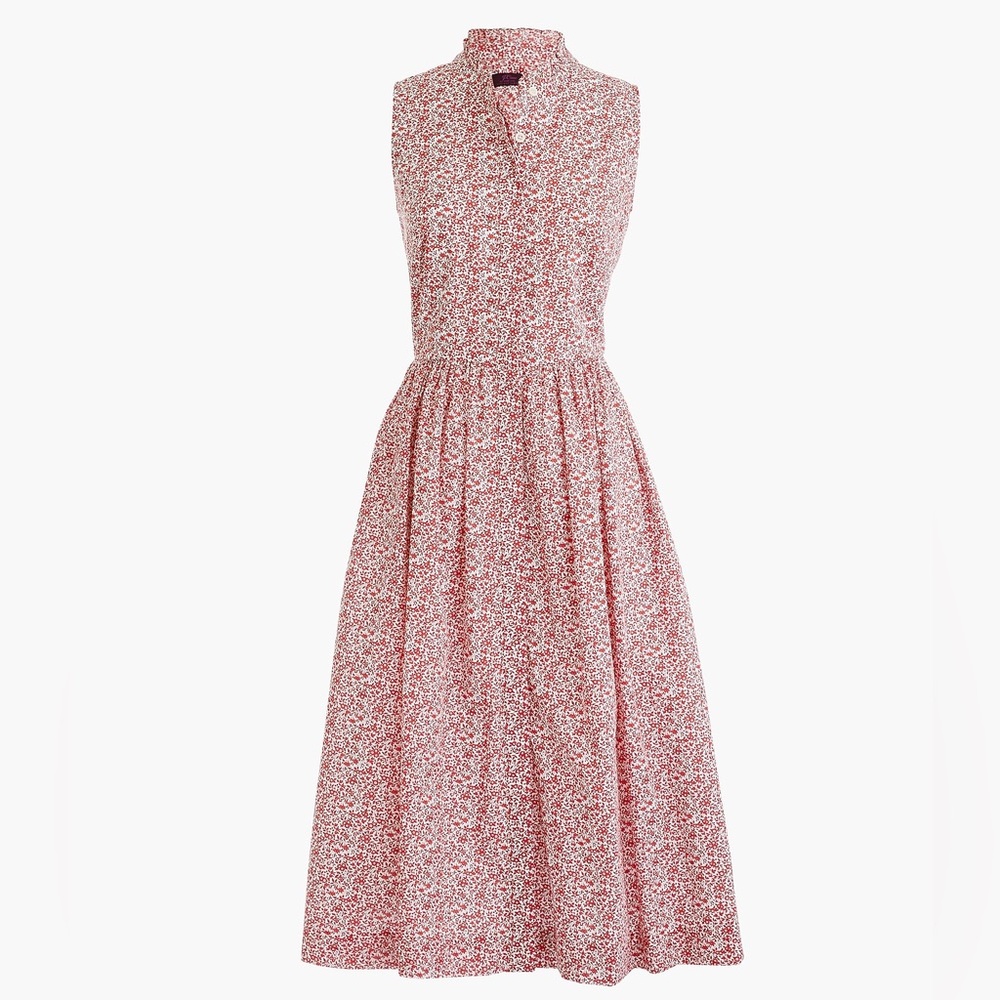 J. Crew Sleeveless Red and White Floral Midi Dress